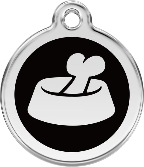 Bone in Bowl - Red Dingo Engraved Dog Tag