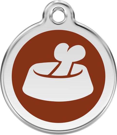 Bone in Bowl - Red Dingo Engraved Dog Tag