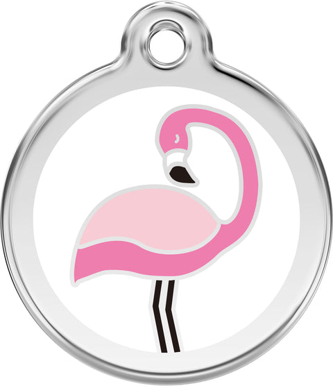 Flamingo White - Red Dingo Engraved Cat/Dog Tag