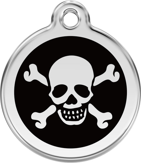 Skull & Cross Bones - Red Dingo Engraved Cat/Dog Tag