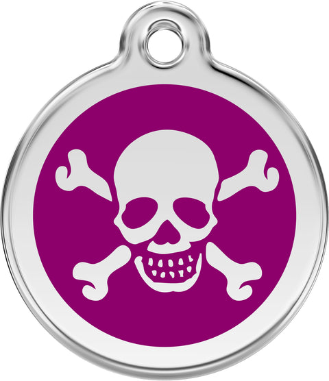 Skull & Cross Bones - Red Dingo Engraved Cat/Dog Tag