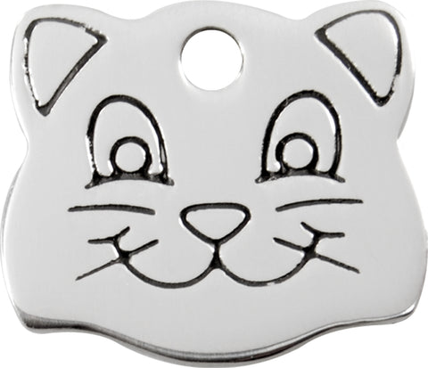 Stainless Steel Flat Cat Face - Red Dingo Engraved Cat Tag