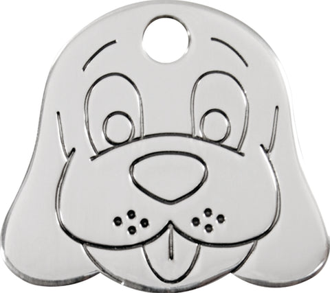 Stainless Steel Flat Dog Face - Red Dingo Engraved Dog Tag