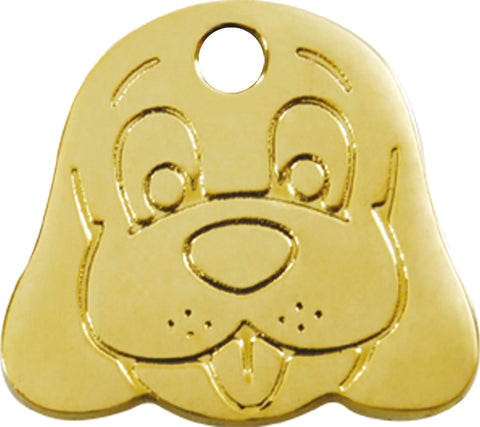 Brass Flat Dog Face - Red Dingo Engraved Dog Tag