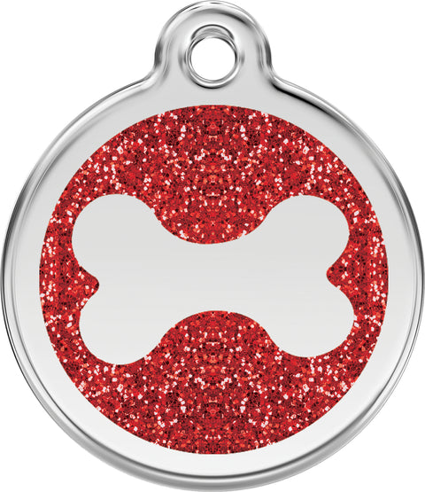 Glitter Bone - Red Dingo Engraved Dog Tag