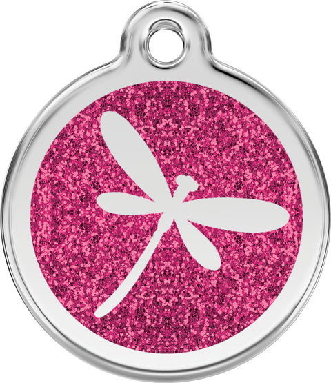 Glitter Dragonfly - Red Dingo Engraved Cat/Dog Tag