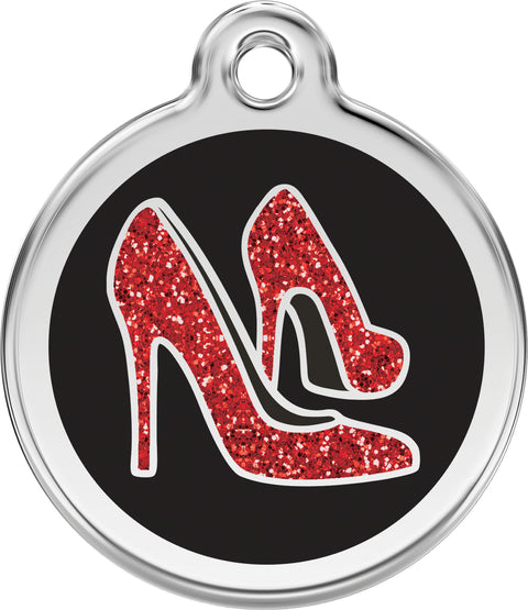 Glitter Red Shoe - Red Dingo Engraved Cat/Dog Tag