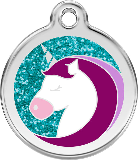 Glitter Unicorn - Red Dingo Engraved Cat/Dog Tag