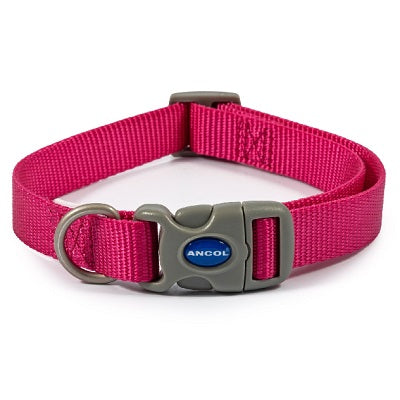 Ancol Nylon Adjustable Dog Collar Raspberry