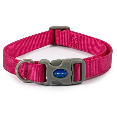 Ancol Nylon Adjustable Dog Collar Raspberry