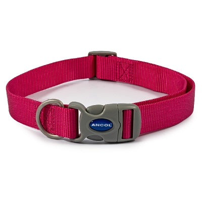 Ancol Nylon Adjustable Dog Collar Raspberry