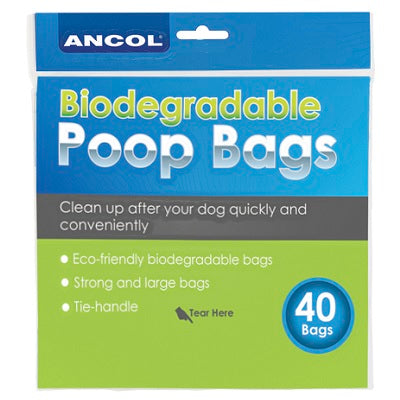 Ancol Biodegradable Tie Handle Poop Bags, Pack of 40