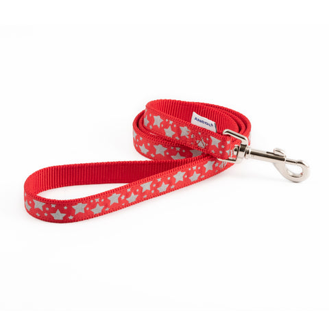 Ancol Reflective Star Dog Lead, Red