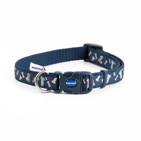 Ancol Reflective Bone Adjustable Collar Blue