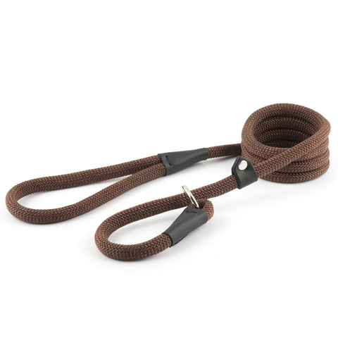 Ancol Nylon Deluxe Rope Slip Lead Brown