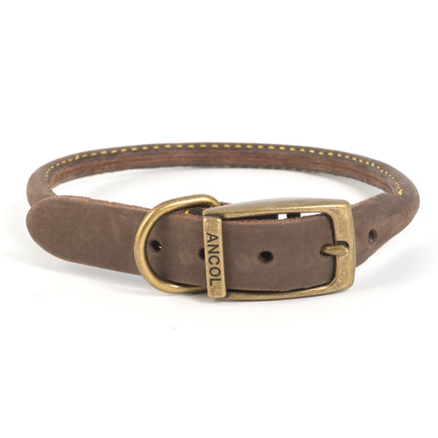 Ancol Timberwolf Round Sable Leather Dog Collar