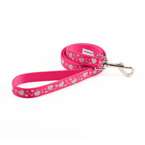 Ancol Hearts Reflective Pink Dog Lead