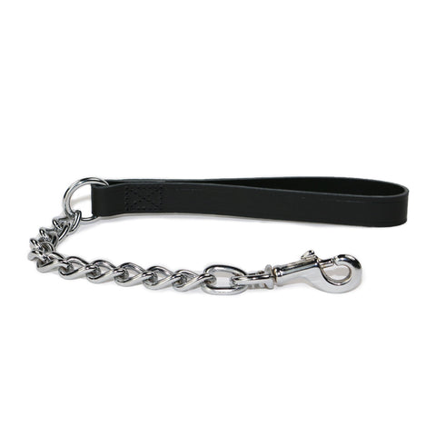 Ancol Classic Black Leather Handle Extra Heavy Chain Lead