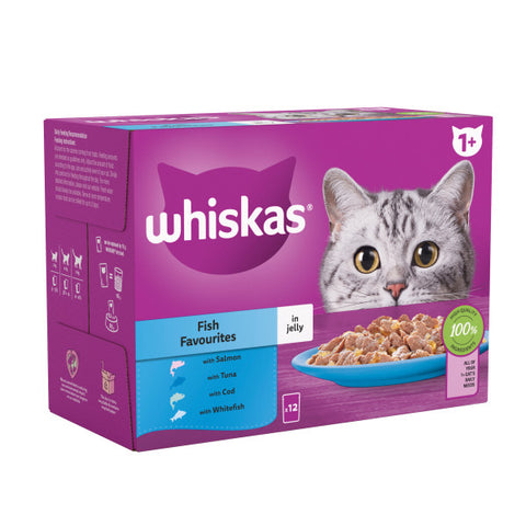 Whiskas Adult 1+ Fish Favourites in Jelly Pouches 4 x 12x85g