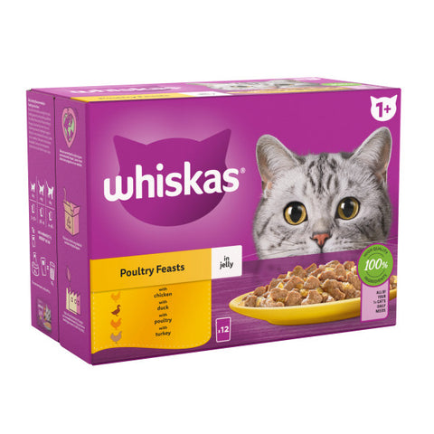 Whiskas Adult 1+ Poultry Feasts in Jelly Pouches 4 x 12x85g