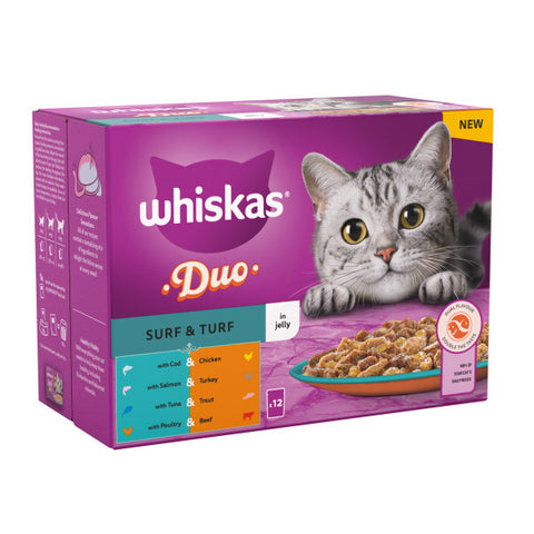 Whiskas Adult 1+ Duo Surf & Turf in Jelly 4 x 12x85g