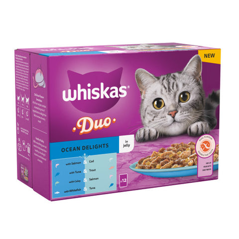 Whiskas Adult 1+ Duo Ocean Delights in Jelly 4 x 12x85g