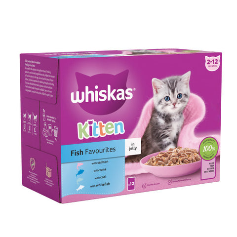 Whiskas Kitten 2-12 month Fish Favourites in Jelly Pouches 4 x 12x85g