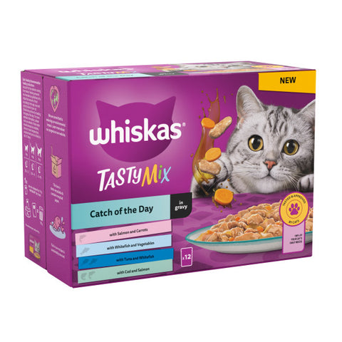 Whiskas Adult 1+ Tasty Mix Catch of The Day in Gravy Pouches 4 x 12x85g