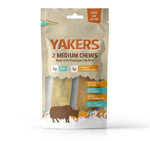 Yakers Mint/Tumeric Dog Chew Medium Twin Pack