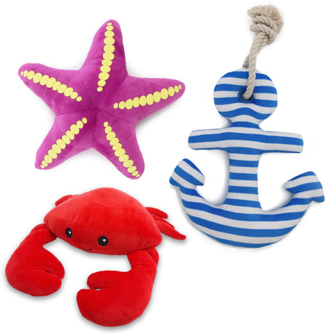 Ancol Starfish, Crab, or Anchor, Mystery Dog Toy, Made From 100% Recycled Materials, Eco Dog Toys