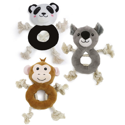 Ancol Koala, Monkey, or Panda, Made From 100% Recycled Materials, Eco Dog Toys