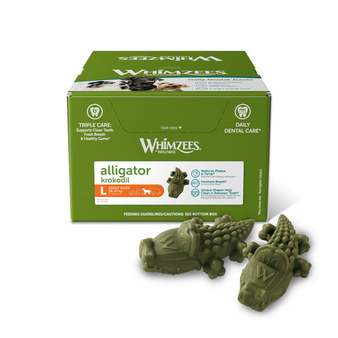 Whimzees Large Alligator Dog Chew - Box of 30