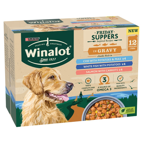 Winalot Adult Friday Supper White Fish in Gravy Pouches 4 x 12x100g