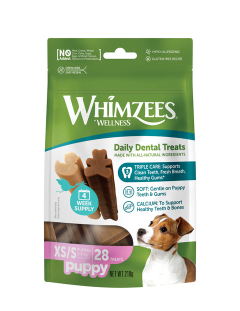 Whimzees Puppy Daily Dental Treats, Pack of 28, 4-Week Supply