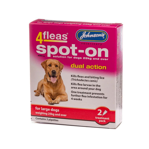 Johnson's 4fleas Spot On for Large Dogs & Puppies Over 25kg - 2 Pack