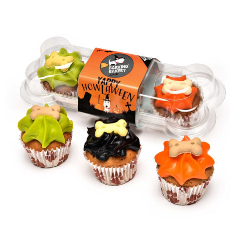 The Barking Bakery Mini Iced Trio - Howloween Edition, Halloween Cupcakes for Dogs