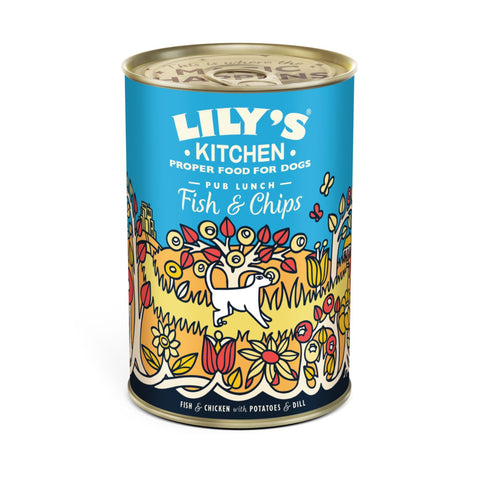 Lily's Kitchen Adult Fish & Chips Wet Dog Food - 400g tin