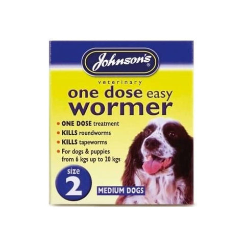 Johnson's One Dose Easy Dog Wormer - Size 1 - 4 Tablets