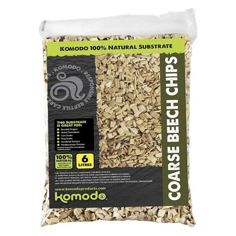 Komodo Beech Chips, 6ltr - Course Substrate For Snakes, Lizards, & Tortoises