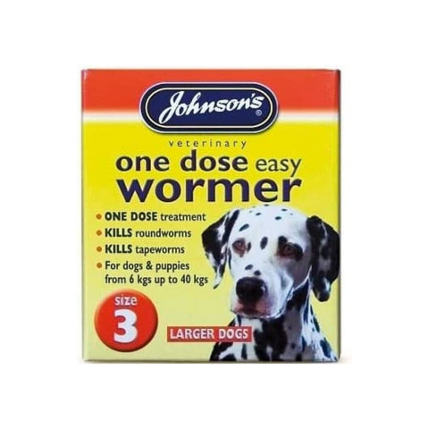 Johnson's One Dose Easy Dog Wormer - Size 1 - 4 Tablets