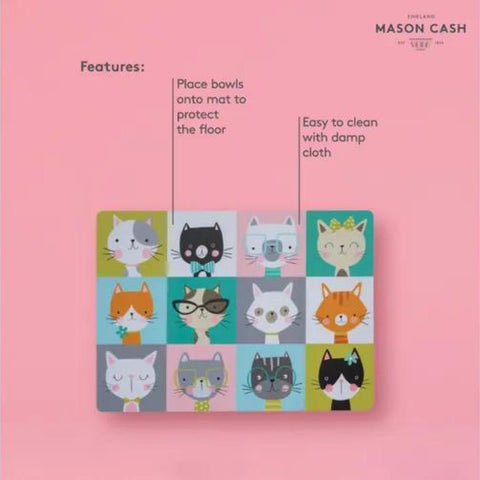 Mason Cash Pawtrait Cat Bowl With Placemat Bundle