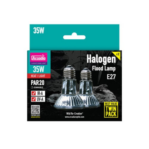 Arcadia Mini Halogen Flood Lamp, 35w, Twin Pack