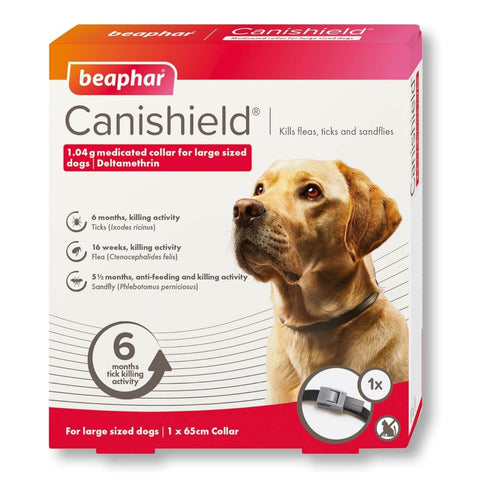 Beaphar Canishield Dog Flea Collar For Fleas, Ticks, and Sandflies Protection