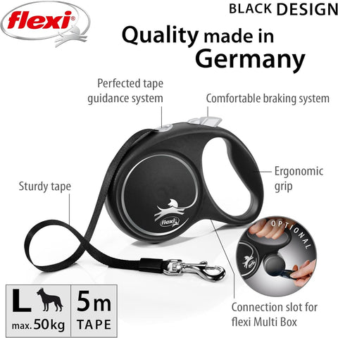 Flexi Classic Tape Dog Lead 5M - Black