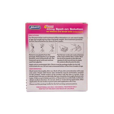 Johnson's 4fleas Spot On For Cats & Kittens up to 4kg - 2 Pack