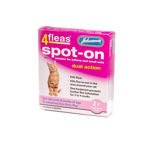 Johnson's 4fleas Spot On For Cats & Kittens up to 4kg - 2 Pack