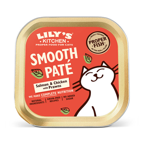 Lily's Kitchen Smooth Salmon & Chicken Paté With Prawns Adult Cat Food 85g x 12