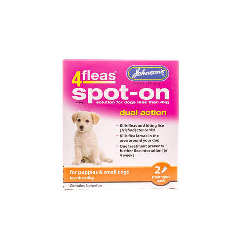 Johnson's 4fleas Spot-On For Puppies & Small Dogs Up To 4kg - 2 Pack