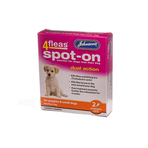 Johnson's 4fleas Spot-On For Puppies & Small Dogs Up To 4kg - 2 Pack