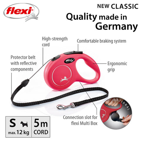 Flexi Classic Tape Dog Lead 5M - Red - Small